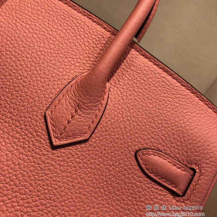 HERMES愛馬仕 經典款鉑金包 Birkin 25Cm Togo 最新色 月季花粉 金扣 頂級工藝 手縫蠟線  Ama1188